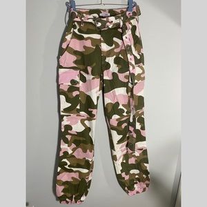 Fashion Nova Green/Pink Camo Joggers